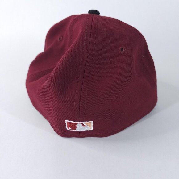 Atlanta Braves Hat Cap Fitted Mens 7 1/2 Burgundy MLB Baseball 59FIFTY New Era - Picture 3 of 7